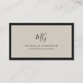 Luxury Minimal Monogram Linen Visitenkarte (Vorderseite)