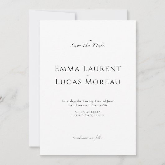 Luxury Minimal Save the Date Elegant Wedding (Vorderseite)