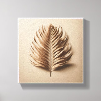 Luxury Minimalist Palm Frond Art - Elegant Beige 3 Leinwanddruck