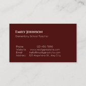 Luxury Minimalist  School Teacher Red Beige Visitenkarte (Rückseite)