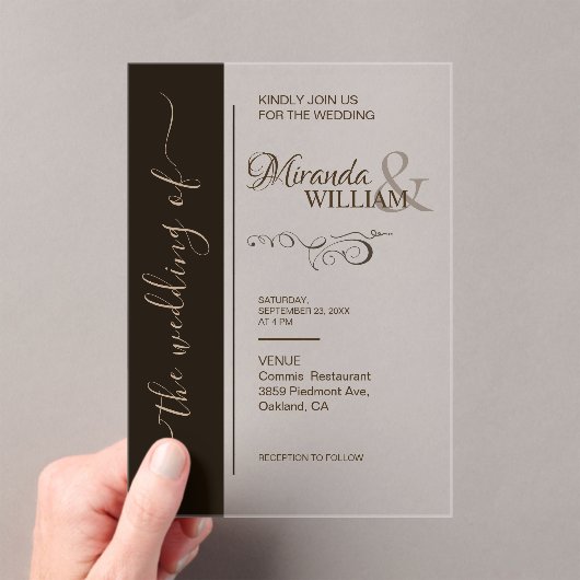 Luxury Minimalist Typography Wedding  Acryleinladungen (Insitu (Handheld))