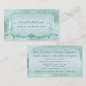 Luxury Mint Floral Bokeh Interieur Designer Visitenkarte (Vorne/Hinten)