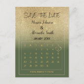 Luxury Mint Gold Glitter Calendar Save the Date Ankündigungspostkarte (Vorderseite)