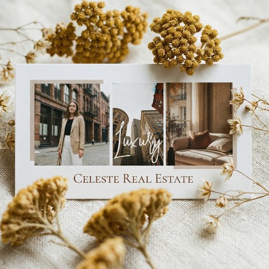 Luxury Modern Elegant Photo Layout Real Estate  Visitenkarte