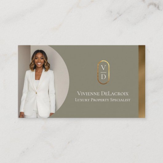 Luxury Modern Gold Arch Monogram Real Estate Photo Visitenkarte (Vorderseite)