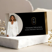 Luxury Modern Gold Arch Monogram Real Estate Photo Visitenkarte