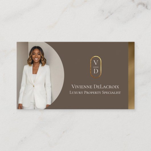 Luxury Modern Gold Arch Monogram Real Estate Photo Visitenkarte (Vorderseite)