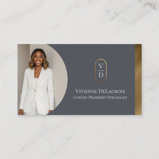 Luxury Modern Gold Arch Monogram Real Estate Photo Visitenkarte (Vorderseite)