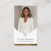 Luxury Modern Gold Arch Monogram Real Estate Photo Visitenkarte (Vorderseite)