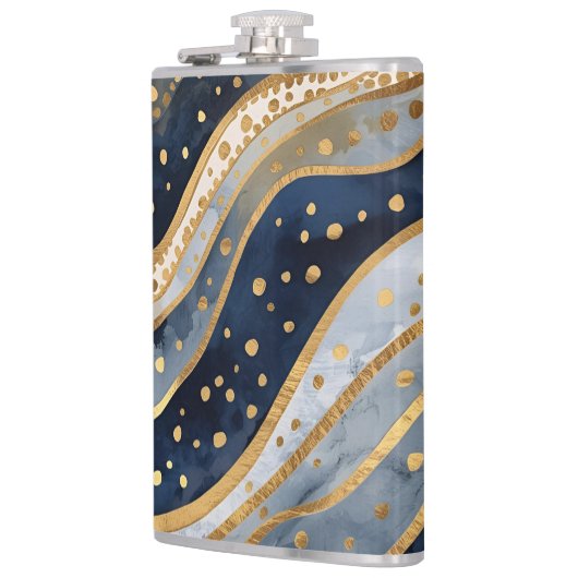 Luxury, Modern, Gold Blue Pattern, Flachmann (Links)