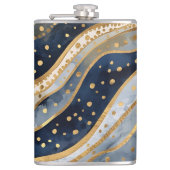 Luxury, Modern, Gold Blue Pattern, Flachmann (Vorderseite)