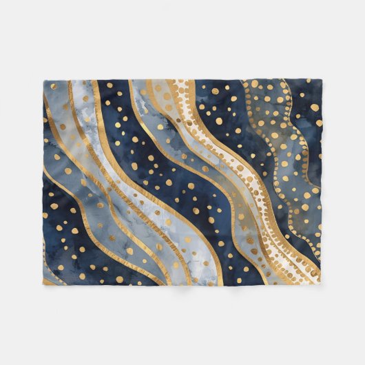 Luxury, Modern, Gold Blue Pattern Fleecedecke (Vorderseite (Horizontal))