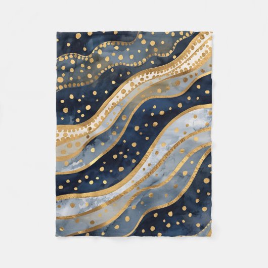 Luxury, Modern, Gold Blue Pattern Fleecedecke (Vorderseite)