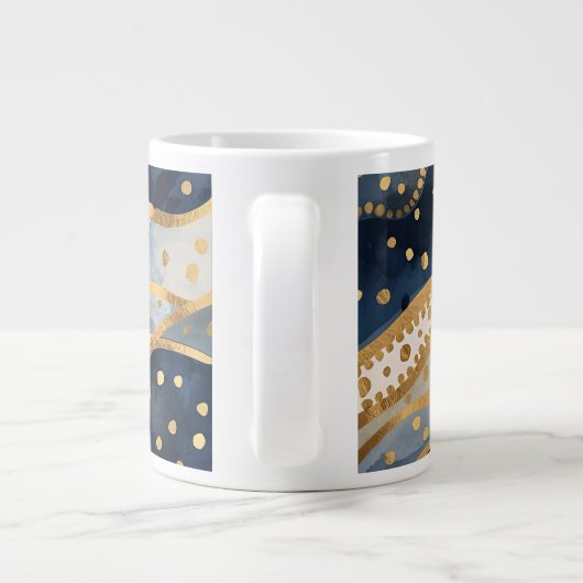 Luxury, Modern, Gold Blue Pattern, Jumbo-Tasse (Rückseite)
