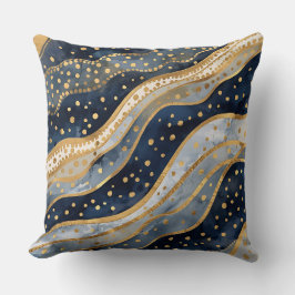 Luxury, Modern, Gold Blue Pattern Kissen