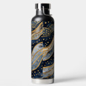 Luxury, Modern, Gold Blue Pattern, Trinkflasche (links)