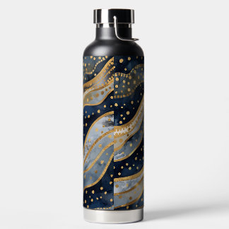 Luxury, Modern, Gold Blue Pattern, Trinkflasche