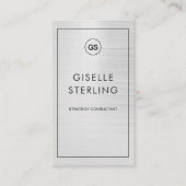 Luxury Modern Metallic Monogram QR Code Visitenkarte (Vorderseite)