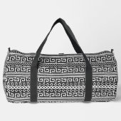 Luxury Monochrome Ancient Greek Aztec Maze Linear Duffle Bag (Vorderseite)