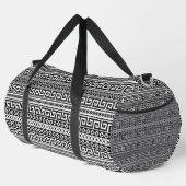 Luxury Monochrome Ancient Greek Aztec Maze Linear Duffle Bag (Rechte Ecke)