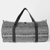 Luxury Monochrome Ancient Greek Aztec Maze Linear Duffle Bag (Rückseite)