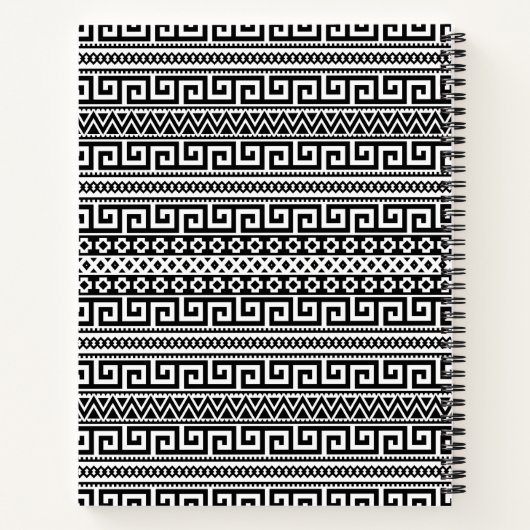 Luxury Monochrome Ancient Greek Aztec Maze Linear Notizblock (Rückseite)