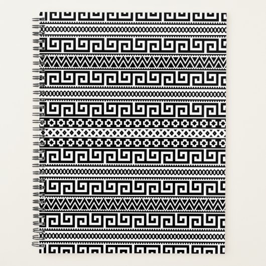 Luxury Monochrome Ancient Greek Aztec Maze Linear Planer (Vorderseite)