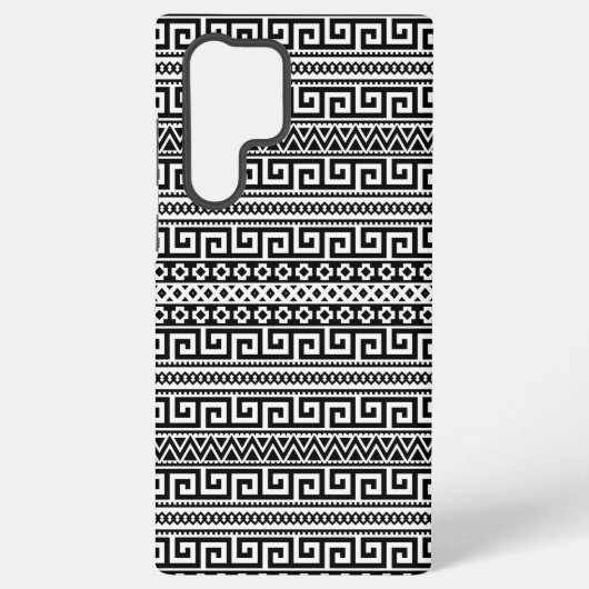 Luxury Monochrome Ancient Greek Aztec Maze Linear  Samsung Galaxy Hülle (Rückseite)