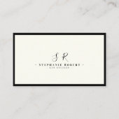 Luxury Monogram Black Ivory Chic Stilvoll Visitenkarte (Vorderseite)
