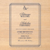 Luxury Monogram Blue Wedding Acryleinladungen (Vorderseite)