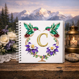 Luxury Monogram C Hummingbird Jeweled Wedding Notizblock