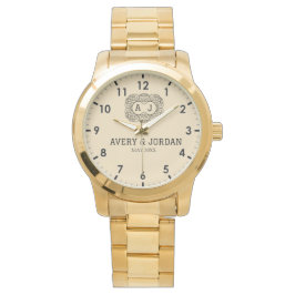 Luxury monogram cream couple names initials armbanduhr