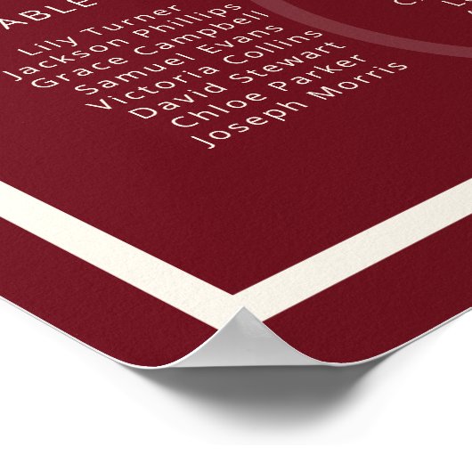 Luxury Monogram Deep Red Wedding Seating Chart Poster (Ecke)
