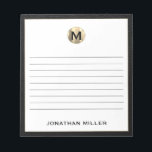 Luxury Monogram Editor Notizblock<br><div class="desc">Behalt deine Noten, die mit diesem personalisierten Notizblock in schwarz und goldfarben in der ersten Monogramm sortiert sind. Dieses Notizblock mit vielen Seiten ist ideal, um Ideen, Notizen oder Aufgabenlisten zu schreiben. Die klassische Blocktypografie und der schwarze Lederstil verleihen ihm ein berufliches und raffiniertes Aussehen und machen ihn zu einem...</div>