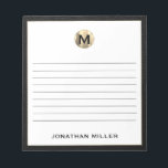 Luxury Monogram Editor Notizblock<br><div class="desc">Behalt deine Noten, die mit diesem personalisierten Notizblock in schwarz und goldfarben in der ersten Monogramm sortiert sind. Dieses Notizblock mit vielen Seiten ist ideal, um Ideen, Notizen oder Aufgabenlisten zu schreiben. Die klassische Blocktypografie und der schwarze Lederstil verleihen ihm ein berufliches und raffiniertes Aussehen und machen ihn zu einem...</div>