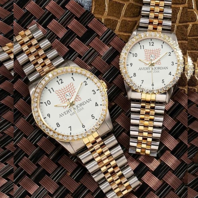 Luxury Monogram Elegant Initials Couple Names Armbanduhr (Von Creator hochgeladen)