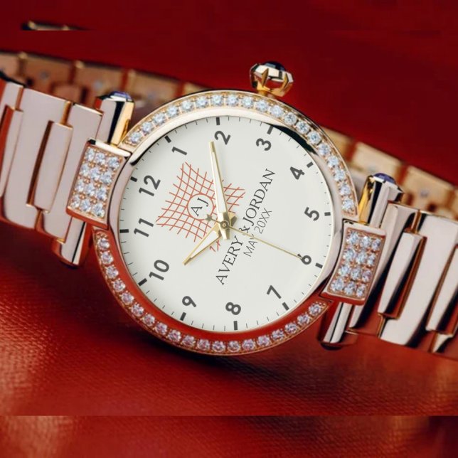 Luxury Monogram Elegant Initials Couple Names Armbanduhr (Von Creator hochgeladen)