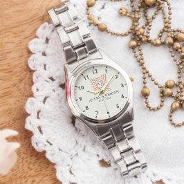 Luxury Monogram Elegant Initials Couple Names Armbanduhr