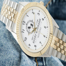 Luxury Monogram Elegant Initials White and black Armbanduhr