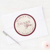 Luxury Monogram Ivory Wedding Thank You Runder Aufkleber (Umschlag)