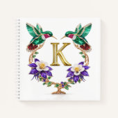 Luxury Monogram K Hummingbird Jeweled Gift  Notizblock (Vorderseite)