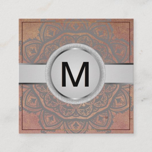 Luxury Monogram | Mandala Pattern Quadratische Visitenkarte (Vorderseite)