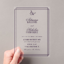 Luxury Monogram Purple Wedding Acryleinladungen