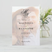 Luxury Monogram QR Code Foto Wedding Einladung (Stehend Vorderseite)