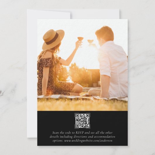 Luxury Monogram QR Code Foto Wedding Einladung (Rückseite)