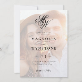 Luxury Monogram QR Code Foto Wedding Einladung