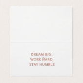 Luxury Motivational Quote Card - Dream Big Work Ha Visitenkarten (Innenseite Aufgefaltet)