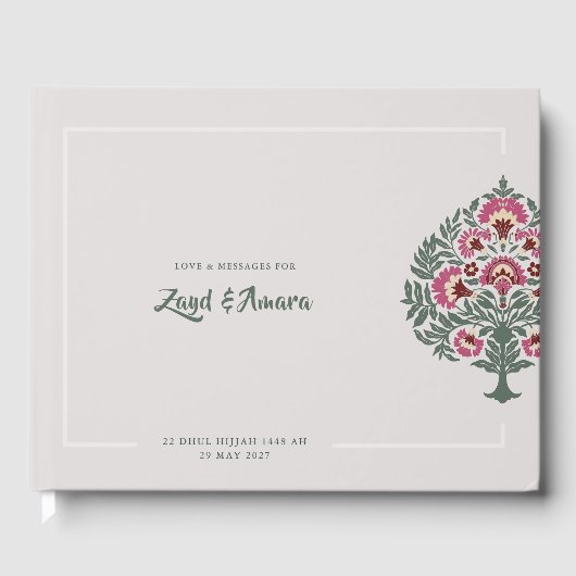 Luxury Mughal Floral Wedding Guest Book - Elegant Gästebuch (Vorderseite)