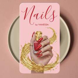 Luxury Nail Artist Manicurist Pink & Gold Nail Art Visitenkarte
