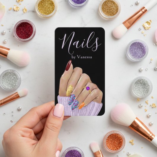 Luxury Nail Salon QR Code Modern Nail Tech Visitenkarte